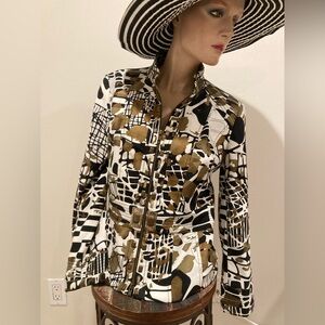 Alberto Makali Black and Gold Patterned Jacket